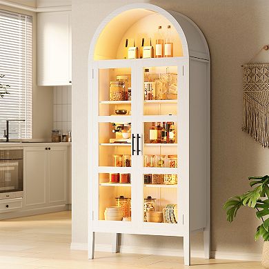 70" Tall Arched Pantry Cabinet