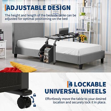 47.24 in Overbed Table with Wheels