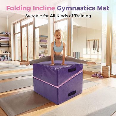 Incline Tumbling Mat Folding Gymnastics Cheese Mat for Kids Juniors Exercise, Waterproof Cover