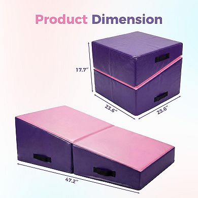 Incline Tumbling Mat Folding Gymnastics Cheese Mat for Kids Juniors Exercise, Waterproof Cover