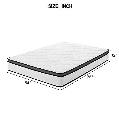 KWPZQEB 12 Inch Medium Firm Hybrid Mattress with Individually Wrapped Pocket Coils Innerspring