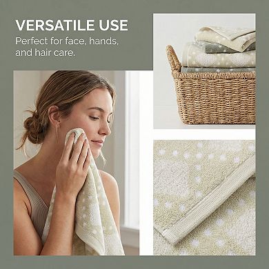 Diamond Pattern Pure Cotton Hand Towel Set 2 Pack, Soft Absorbent Quick Dry Towels 13" x 29"