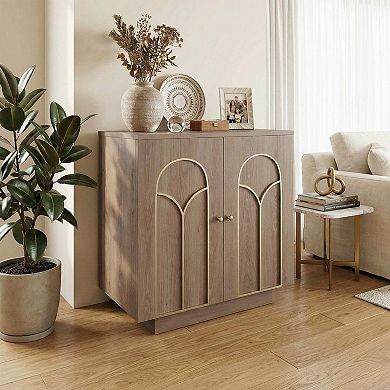 Accent Storage Cabinet Sideboard with Gold Trim