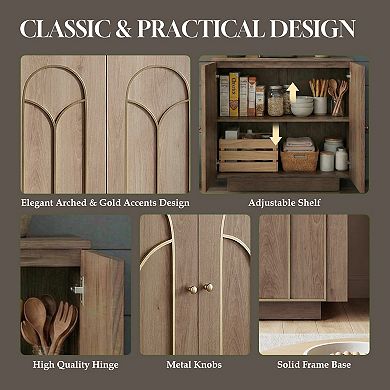 Accent Storage Cabinet Sideboard with Gold Trim