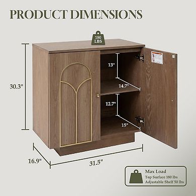 Accent Storage Cabinet Sideboard with Gold Trim