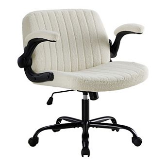 YIORTWO Wide Seat Office Chair with Wheels, Flip-Up Armrests, Swivel Adjustable Desk Chair
