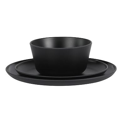Gibson Home Fairhope 12 Piece Melamine Dinnerware Set - Matte Black