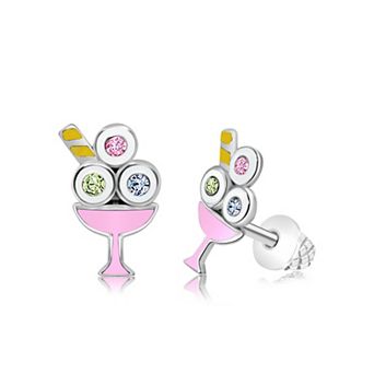 Girls Ice Cream Earrings - Hypoallergenic Kids Earrings with Surgical Titanium Screwbacks