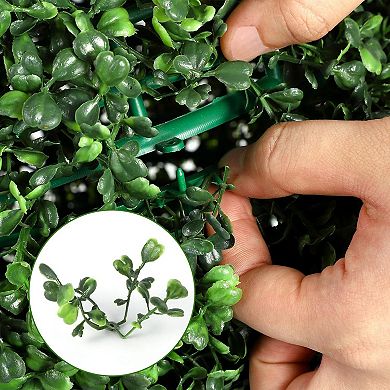 2 Pack Artificial Topiary Ball Boxwood Trees, Outdoor Indoor Artificial Shrubs with Sturdy Pot Base