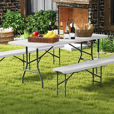 6 Ft Folding Table Portable Fold in Half Utility Table with HDPE Top
