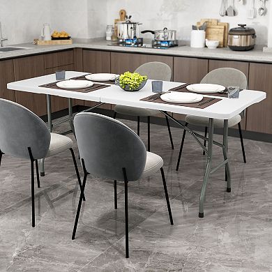 6 Ft Folding Table Portable Fold in Half Utility Table with HDPE Top