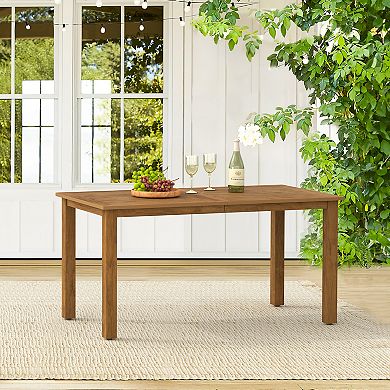 Hearthshire 6-Person Outdoor Dining Table, Weather-Resistant Rectangle Patio Dining Table