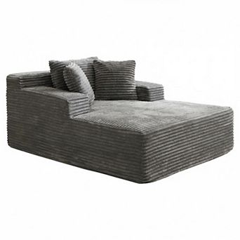 Oversized Corduroy Sleeper Sofa, 50" Comfy Chaise Lounge Indoor for Living Room, with 3 Pillows