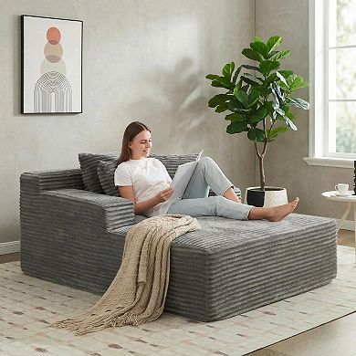 Oversized Corduroy Sleeper Sofa, 50" Comfy Chaise Lounge Indoor for Living Room, with 3 Pillows