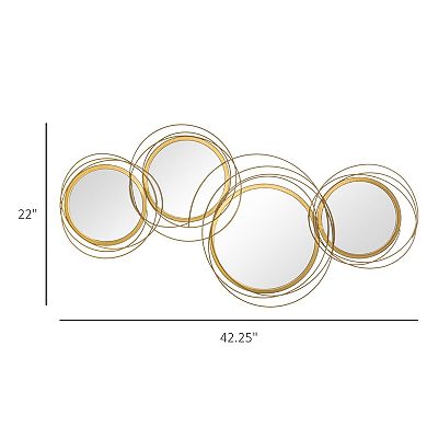 Round Mirror with Decorative Metal Frame for Living Room or Bedroom