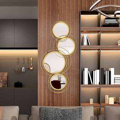 Round Mirror with Decorative Metal Frame for Living Room or Bedroom