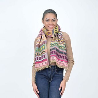 City Lines Stripe Embroidered Scarf
