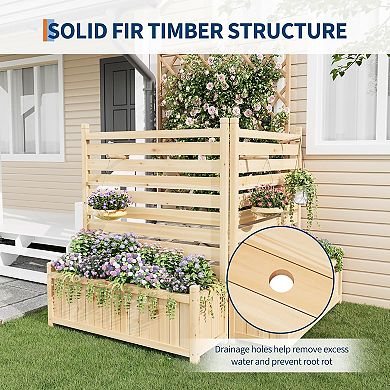 22x40in Outdoor Privacy Fence Panels (2 Panel Wood AC Unit Screen with Planter Box)