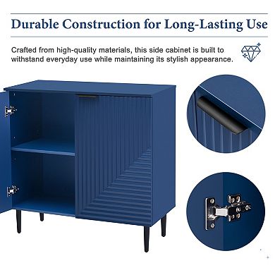 KWPZQEB Modern Minimalist Side Cabinets with Adjustable Shelves & Geometric Door Design