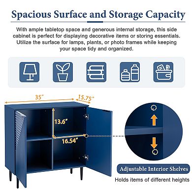 KWPZQEB Modern Minimalist Side Cabinets with Adjustable Shelves & Geometric Door Design