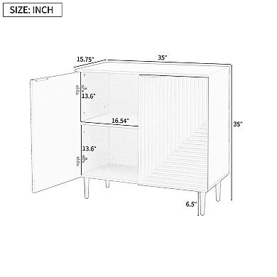 KWPZQEB Modern Minimalist Side Cabinets with Adjustable Shelves & Geometric Door Design