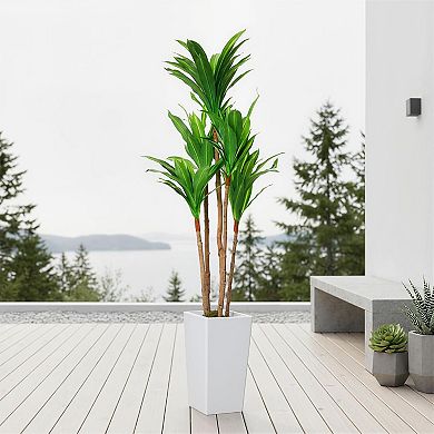 4.8FT Artificial Dracaena Tree in White Planter