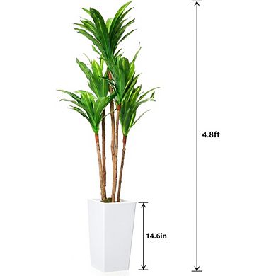 4.8FT Artificial Dracaena Tree in White Planter