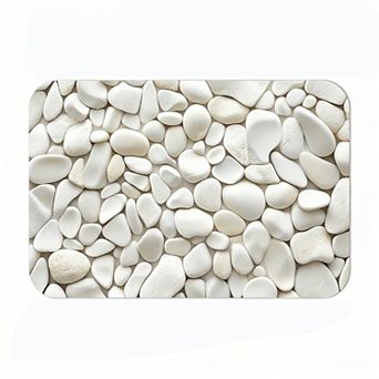 Pure White Pebble Floor Mat, Durable Non-Slip Bathroom Floor Mat