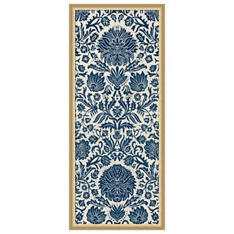 Amanti Art Framed Fabric Pinboard, Baroque Tapestry in Navy I Printed Bulletin Board