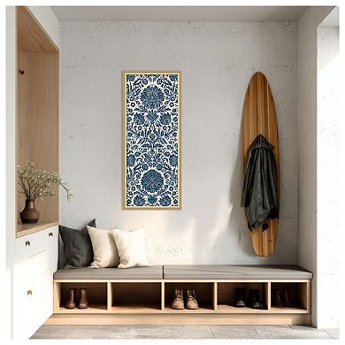Amanti Art Framed Fabric Pinboard, Baroque Tapestry in Navy I Printed Bulletin Board