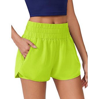 Pinspark Women's High Waist 2-in-1 Athletic Shorts Quick Dry Running Shorts with Zip Pockets