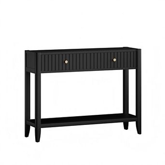 Heybly Narrow Console Table, Wood Accent Sofa Table with Storage Shelf, Entryway Hallway Table