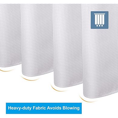 Zoulao Hotel Quality Waffle Weave Fabric Shower Curtain, Heavy Duty Polyester, 72x72, White.