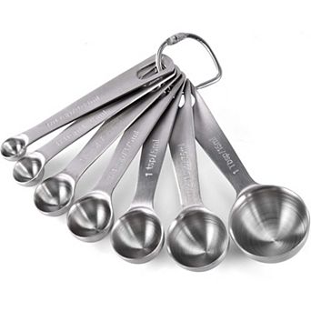 18/8 Stainless Steel Measuring Spoons Set of 7, Complete Sizes for Dry and Liquid Ingredients