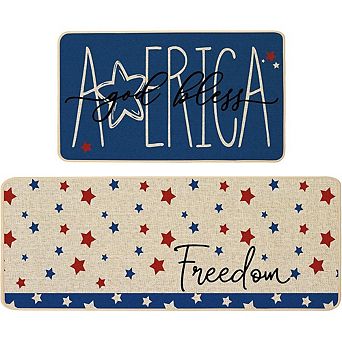 Patriotic Independence Day Kitchen Mat Set of 2
