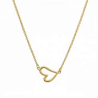 KSIZUIS 14K Gold Plated 925 Sterling Silver Hollow Heart Pendant Necklace-Dainty Friendship Jewelry