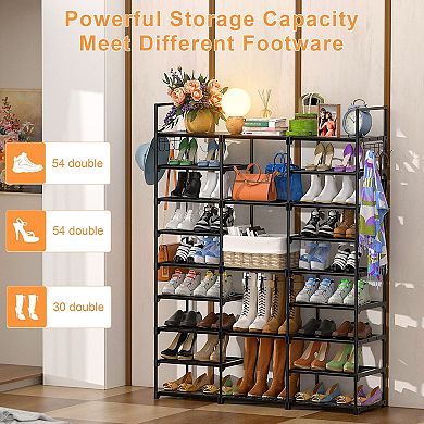 9 Tier Metal Shoe Rack Organizer Holds 50 to 55 Pairs Adjustable Freestanding Storage