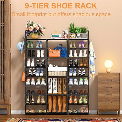 9 Tier Metal Shoe Rack Organizer Holds 50 to 55 Pairs Adjustable Freestanding Storage