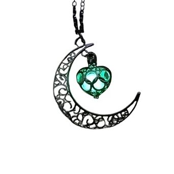 Pretty Magic Fairy Locket Glow in The Dark Series Luminous Moon Love Heart Pendant Necklace