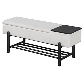 KWPZQEB Upholstered Storage Bench with Hidden Compartment & Shoe Shelf for Entryway, Hallway