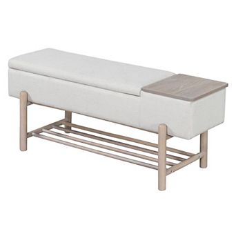 KWPZQEB Upholstered Storage Bench with Hidden Compartment & Shoe Shelf for Entryway, Hallway