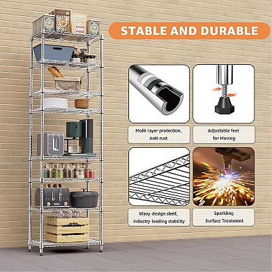 8 Tier Metal Wire Storage Rack 2000 lbs Adjustable Shelf for Garage Kitchen Pantry 1 Piece
