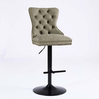 Adjustable Swivel Bar Stools Set of 2 with Upholstered Back
