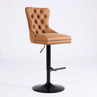 Adjustable Swivel Bar Stools Set of 2 with Upholstered Back