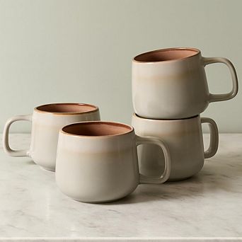 Zoulao Set of 4 Ceramic Coffee Mugs, 12 oz, Sage Ash, Nordic Design, Microwave & Dishwasher Safe.