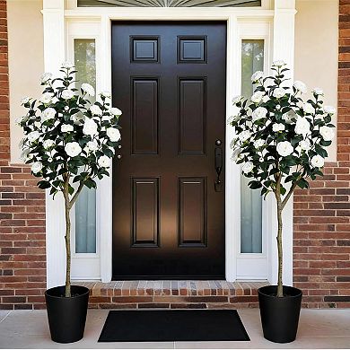 5FT Artificial Camellia Tree with Silk Flowers