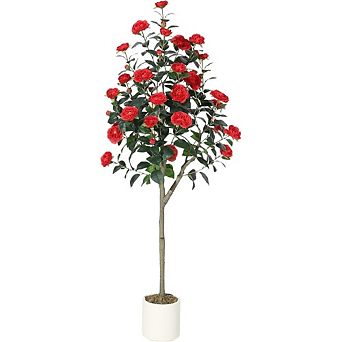 5FT Artificial Camellia Tree with Silk Flowers
