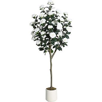 5FT Artificial Camellia Tree with Silk Flowers