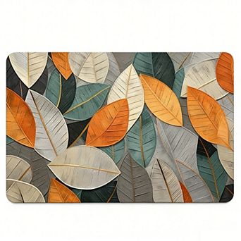 3D Gilded Leaf Floor Mat, Anti-Slip Modern Stylish Decorative Rug