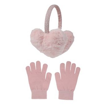 Girls Elli by Capelli 2 pc Sequin Heart Earmuffs & Gloves Set